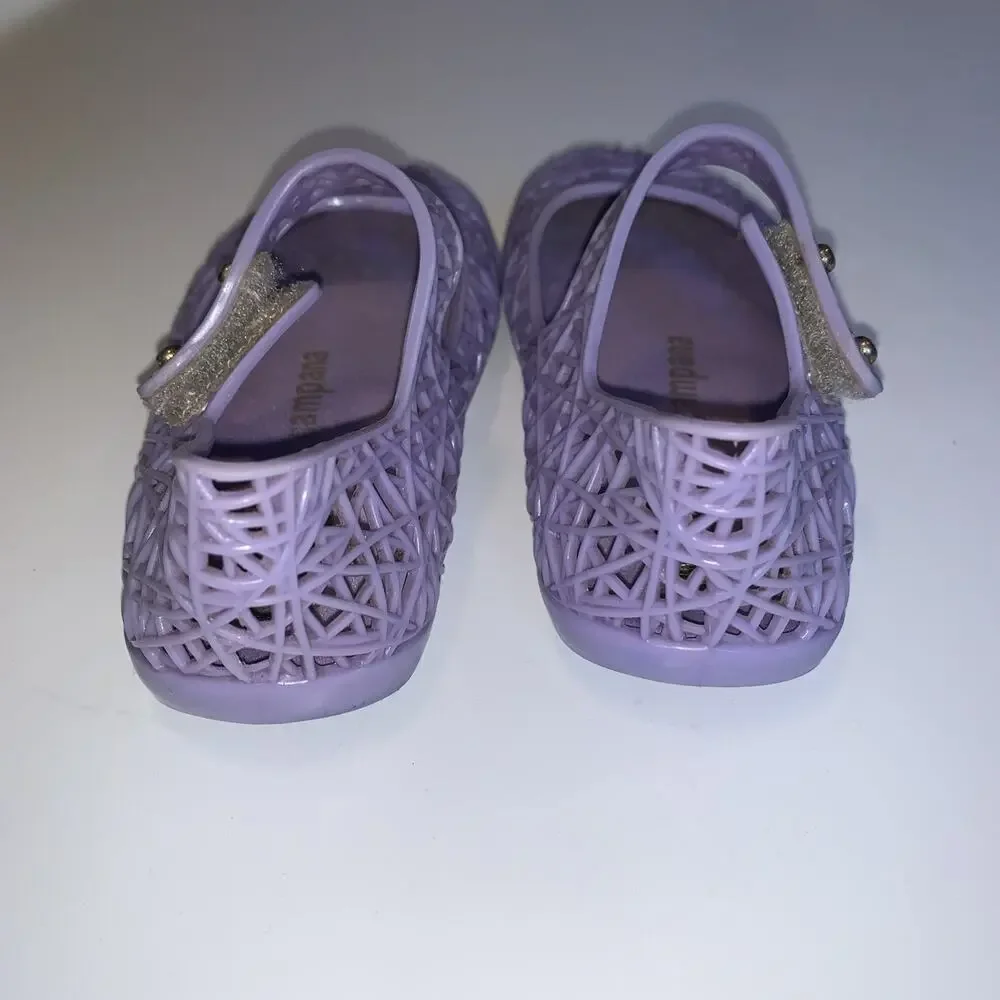 Mini Melissa Campana Zig Zag Purple Jelly Flats Kids Siz 6 HTF
